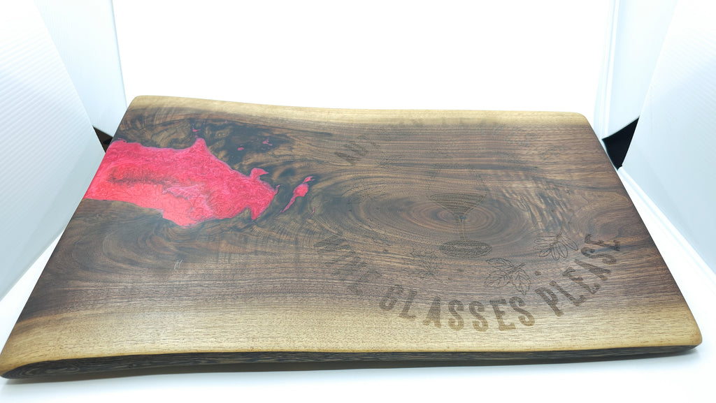 Autumn Leaves & Wine Glasses Please Walnut Chopping Board - UnderCity Lasers