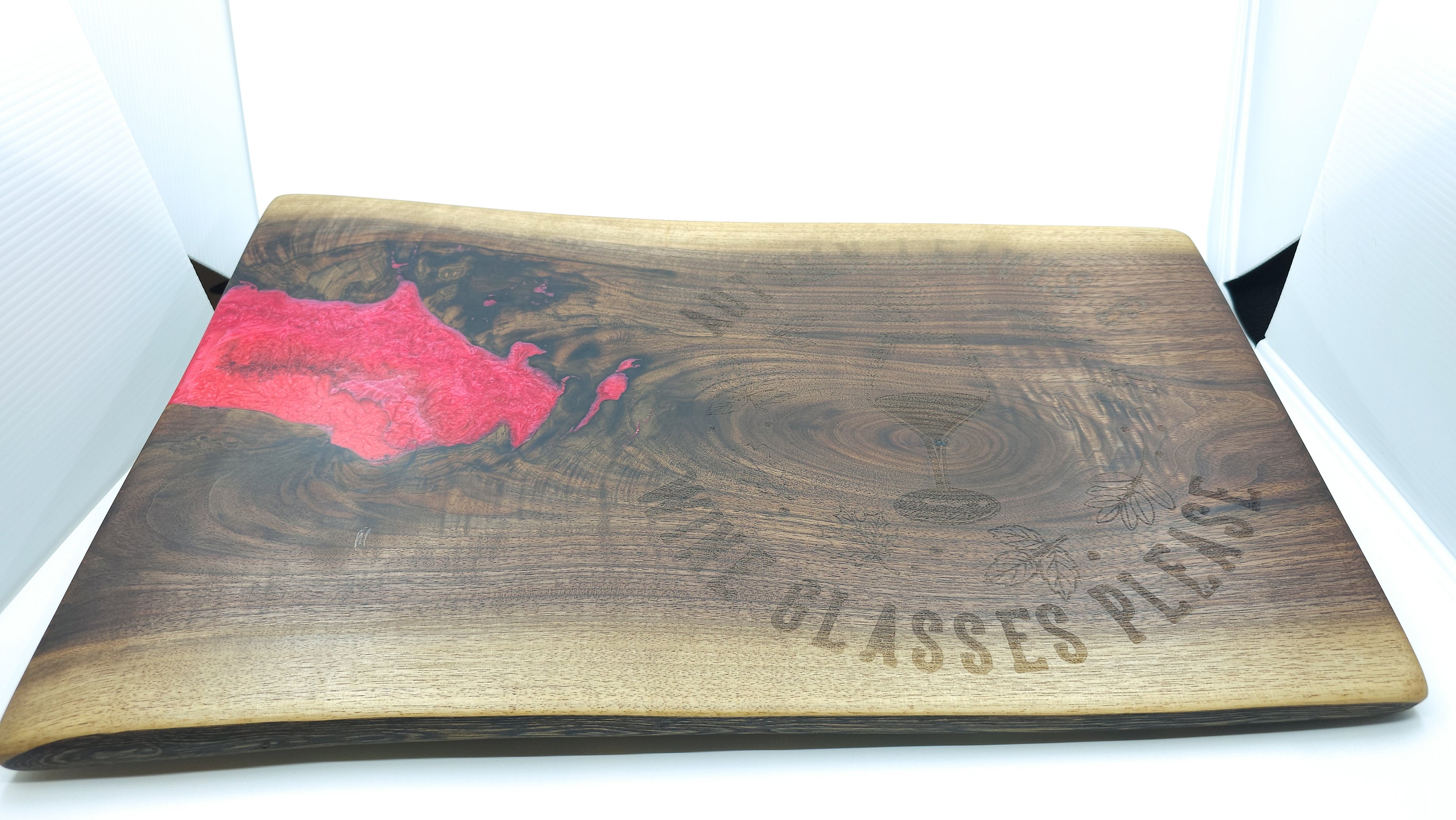 Autumn Leaves & Wine Glasses Please Walnut Chopping Board - UnderCity Lasers