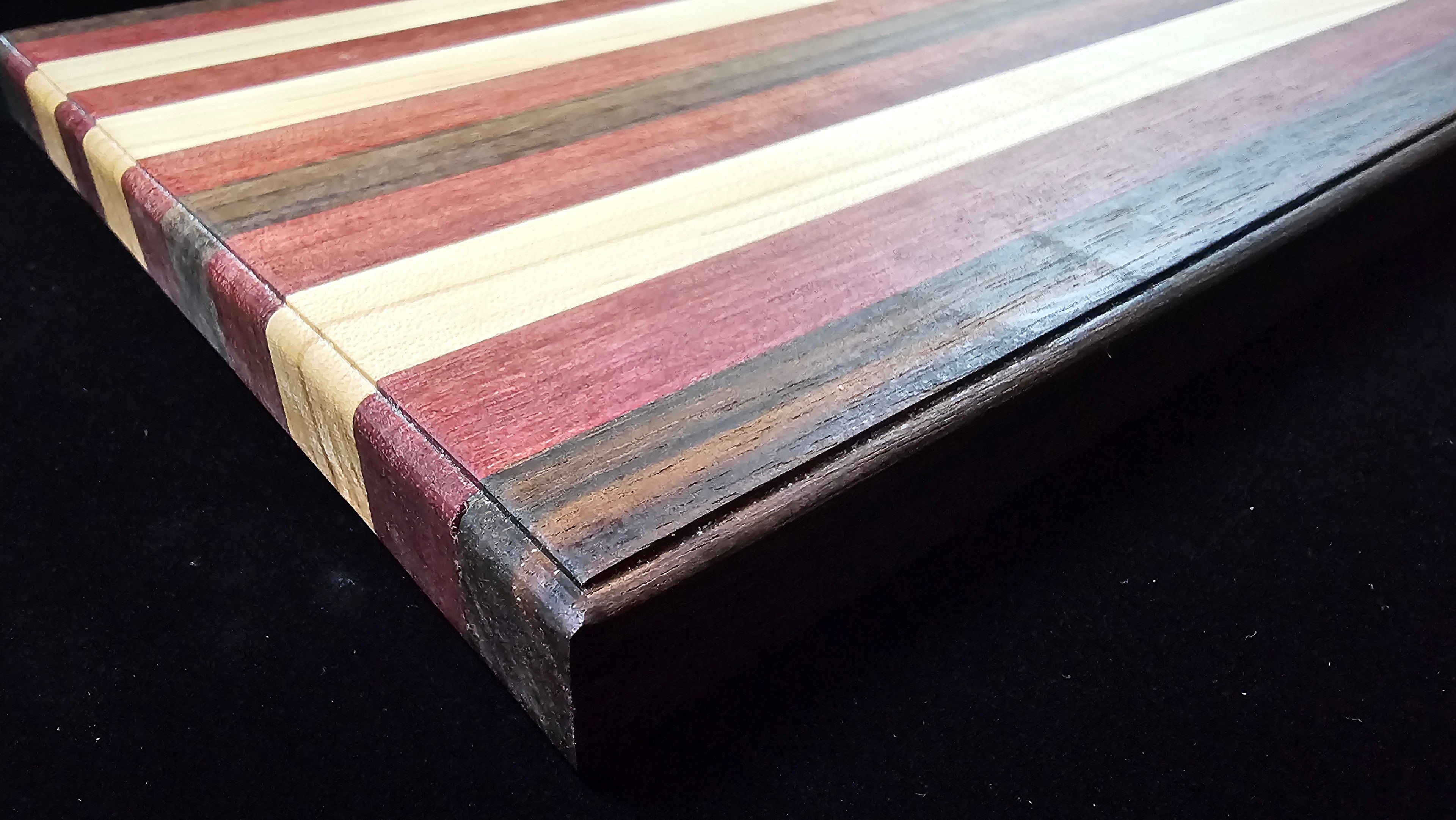 Edge-Grain Cutting Board (Walnut, Purpleheart, and Maple) - UnderCity Lasers
