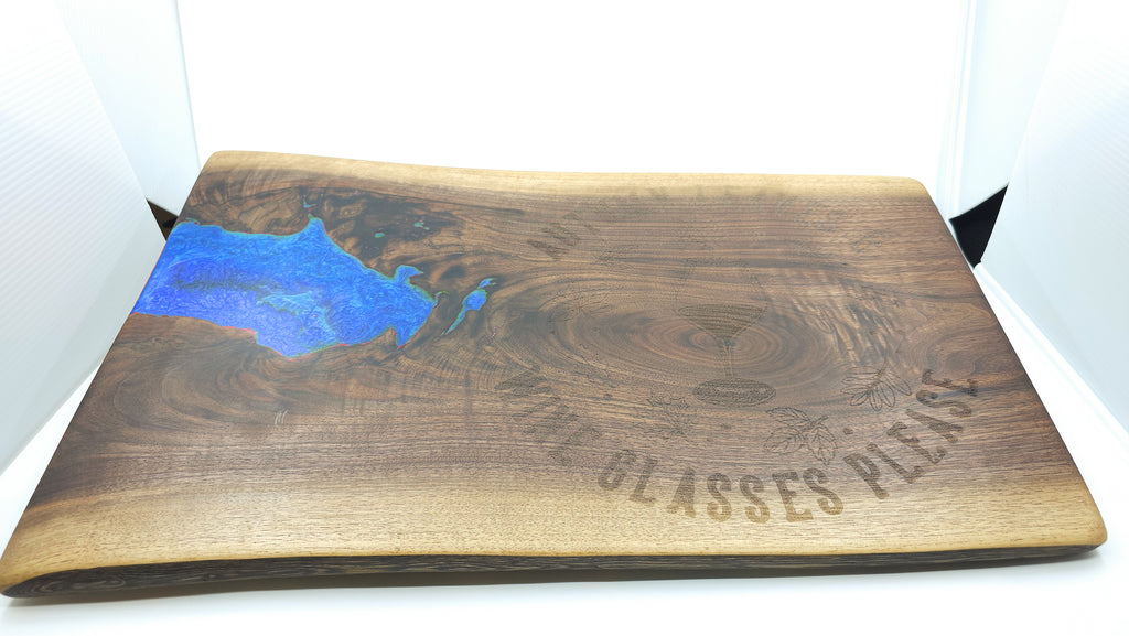 Autumn Leaves & Wine Glasses Please Walnut Chopping Board - UnderCity Lasers