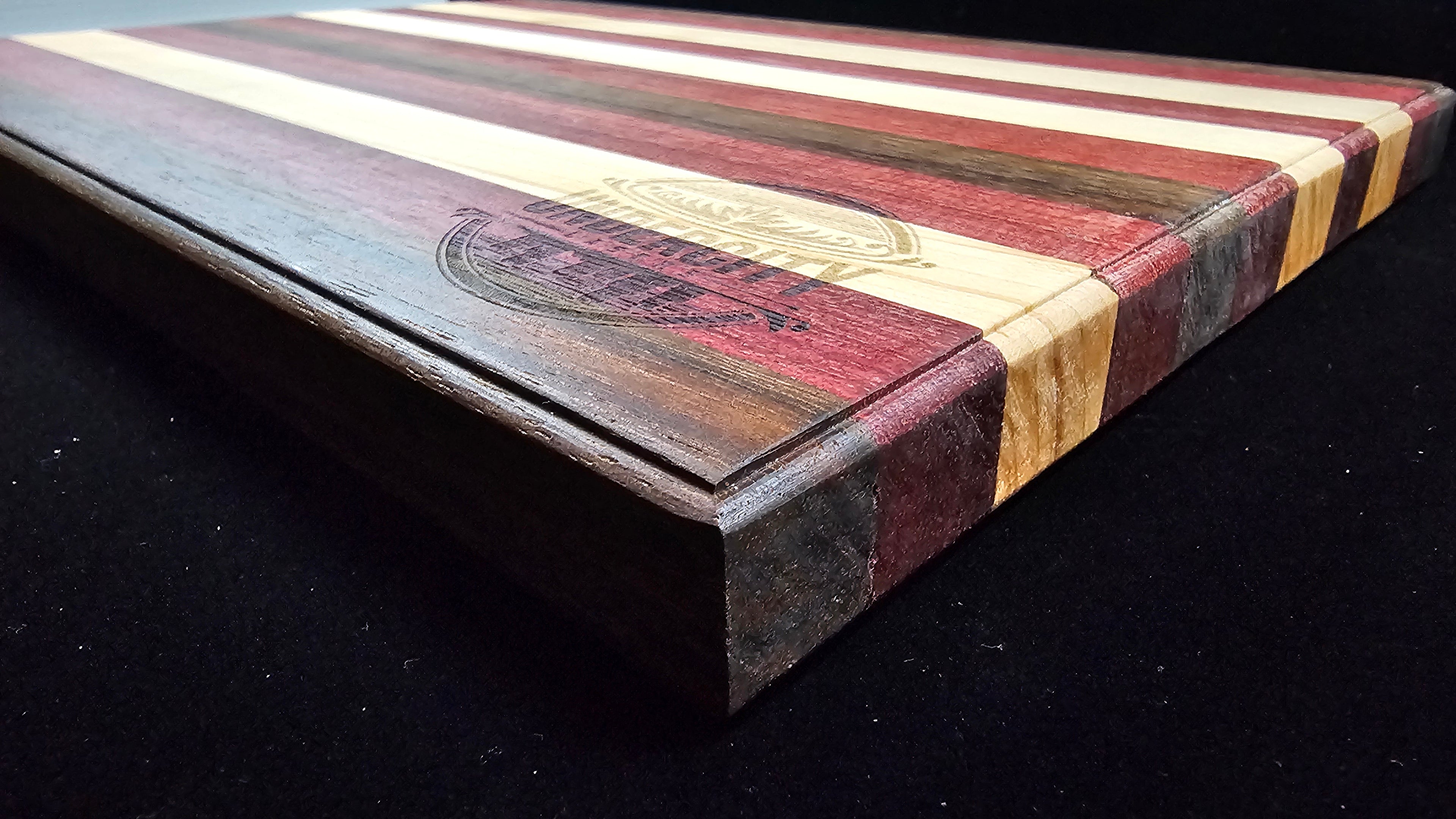 Edge-Grain Cutting Board (Walnut, Purpleheart, and Maple) - UnderCity Lasers