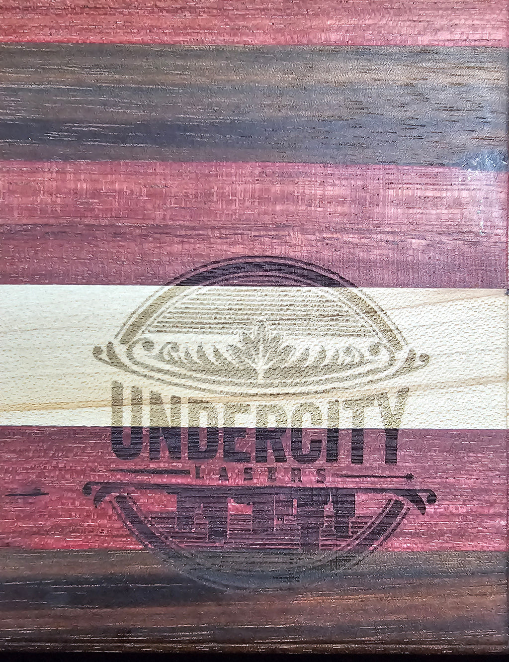 Edge-Grain Cutting Board (Walnut, Purpleheart, and Maple) - UnderCity Lasers