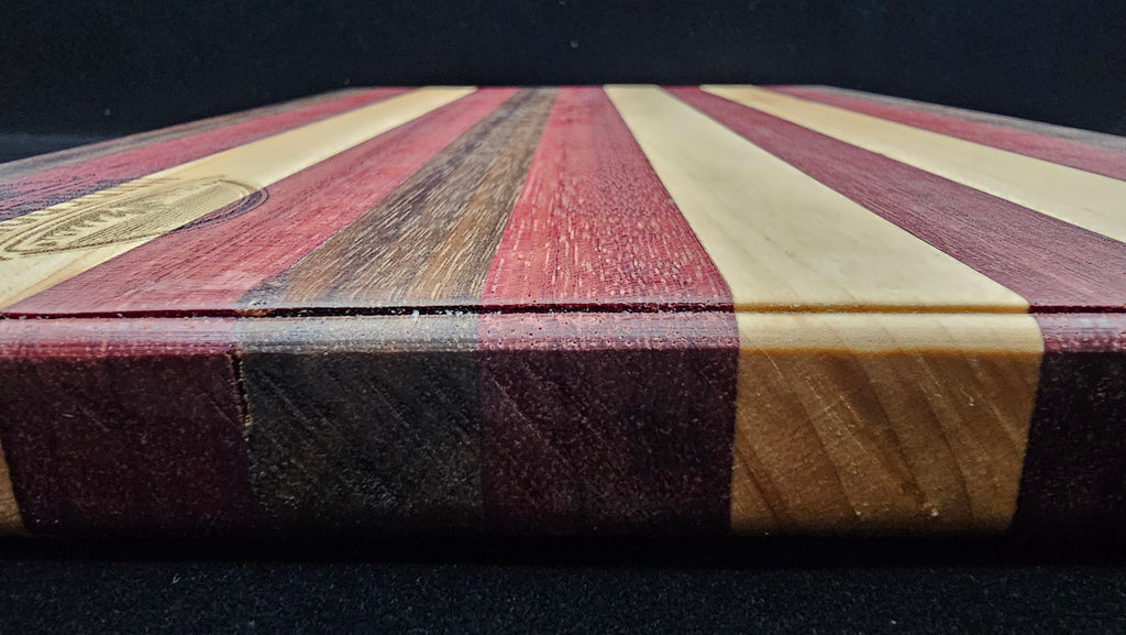Edge-Grain Cutting Board (Walnut, Purpleheart, and Maple) - UnderCity Lasers