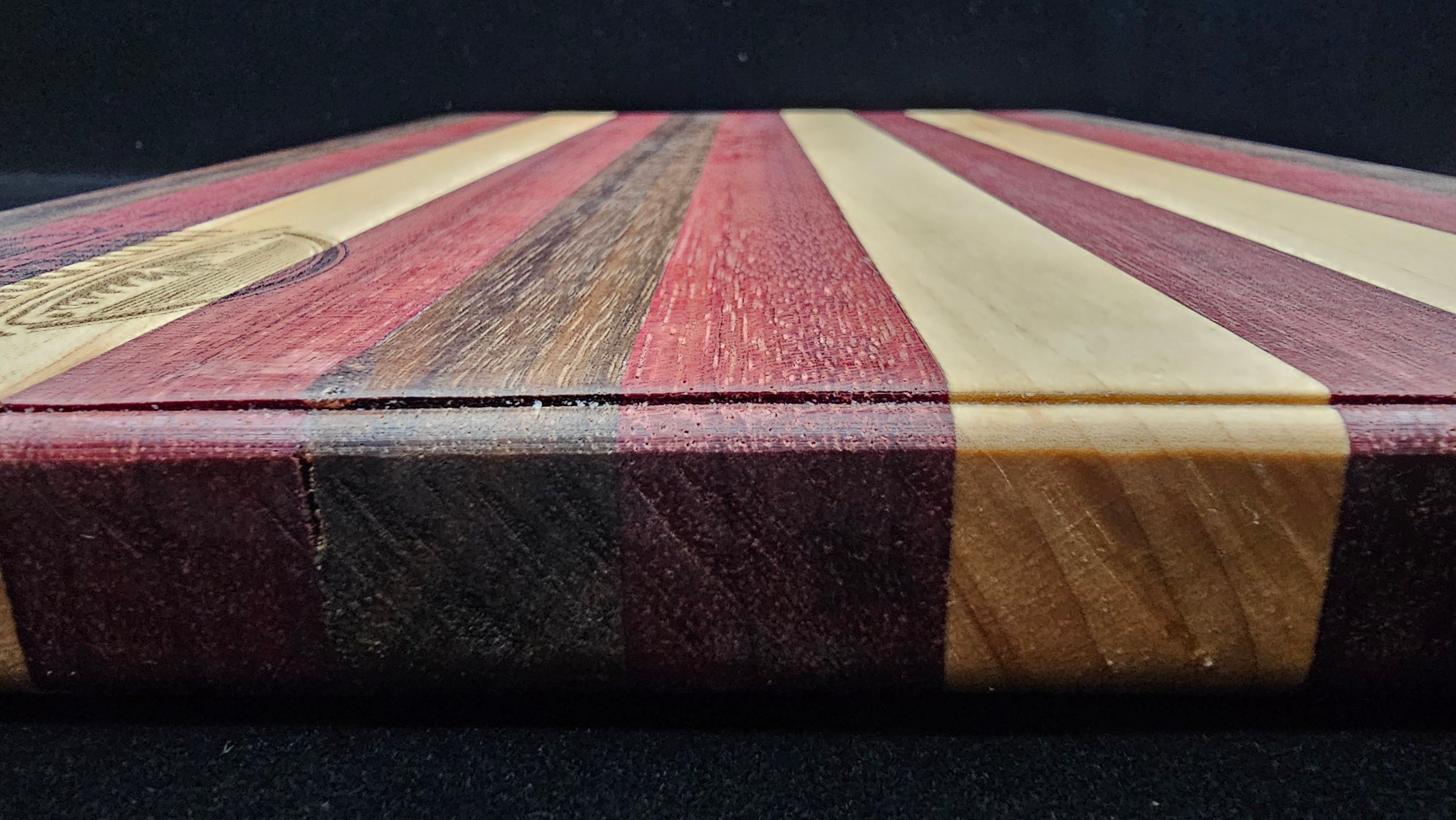 Edge-Grain Cutting Board (Walnut, Purpleheart, and Maple) - UnderCity Lasers