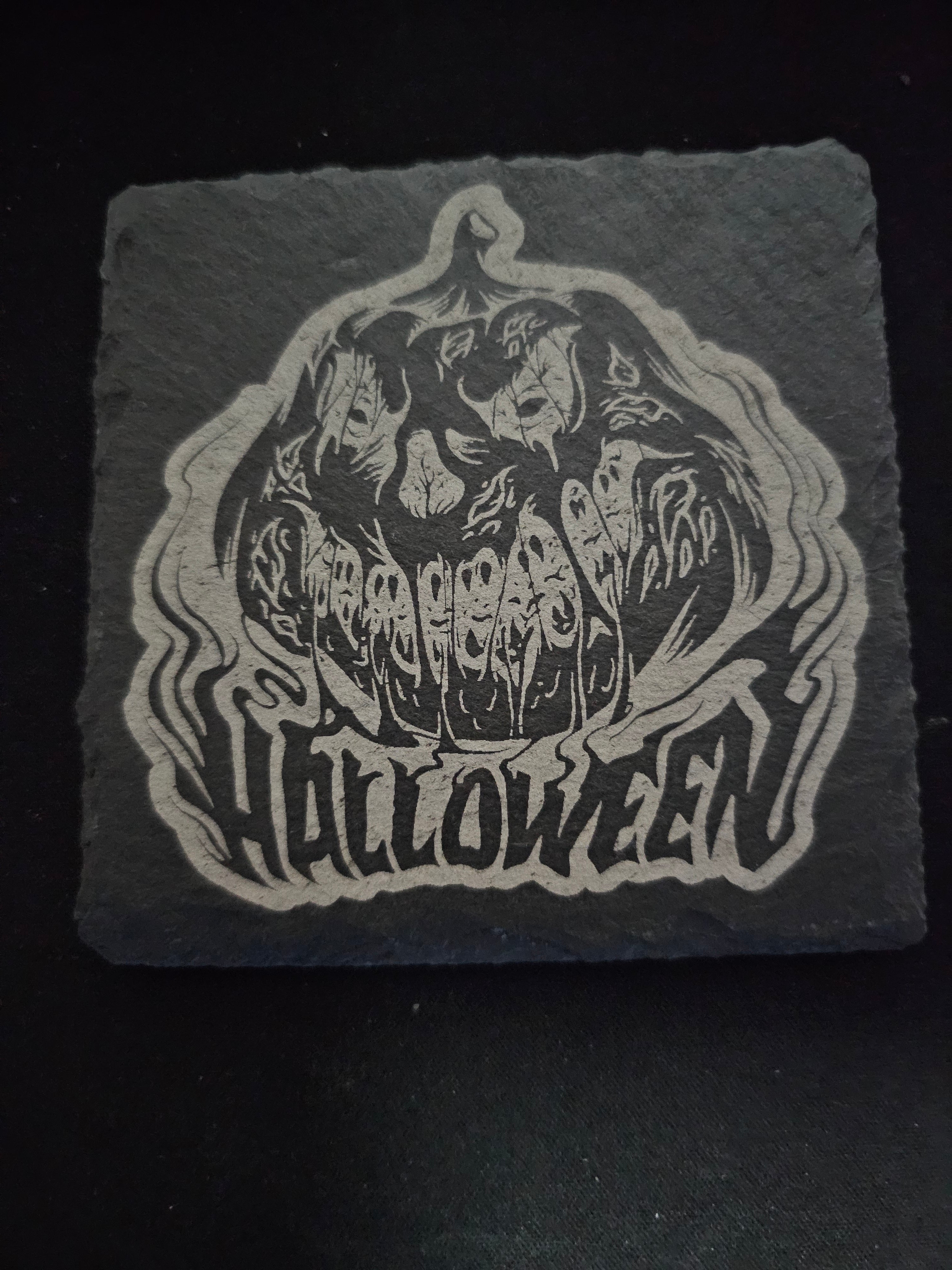 4" Halloween Themed Slate Coasters - UnderCity Lasers