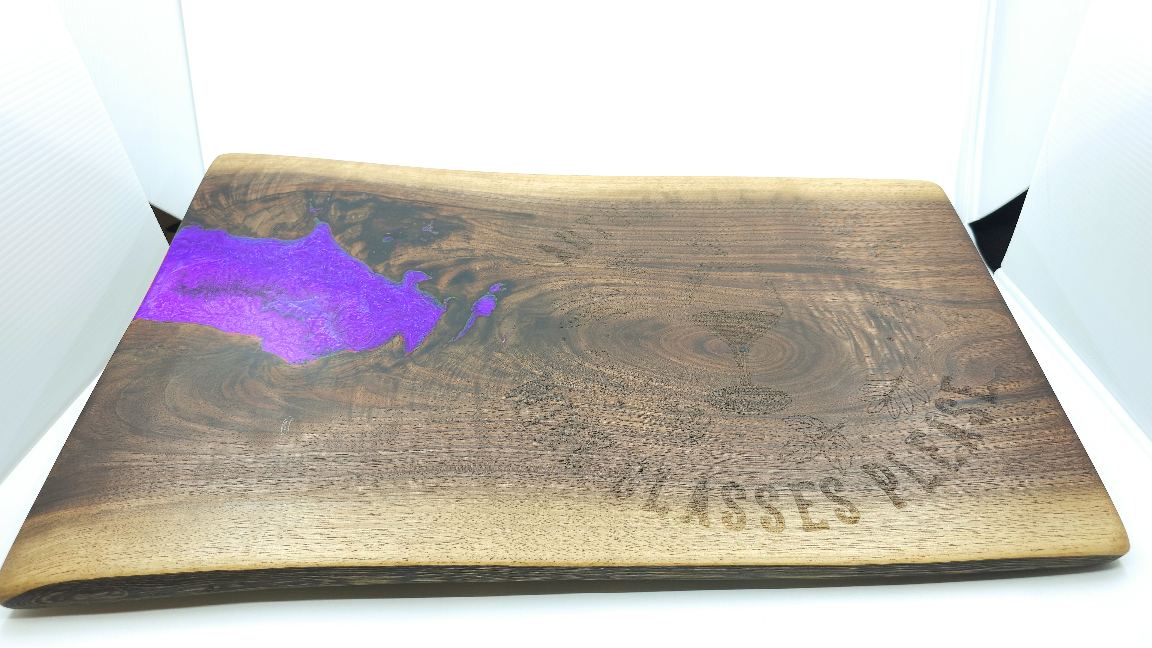 Autumn Leaves & Wine Glasses Please Walnut Chopping Board - UnderCity Lasers